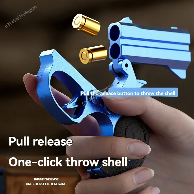 Deringer Toy Guns MINI Revolver Pistol Soft Bullet Anti-stress Gun Shooting Toy Manual Airsoft Keychain for Adult Children Gifts