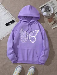 Women Casual Fashion Loose Butterfly Printed Sports Hoodie