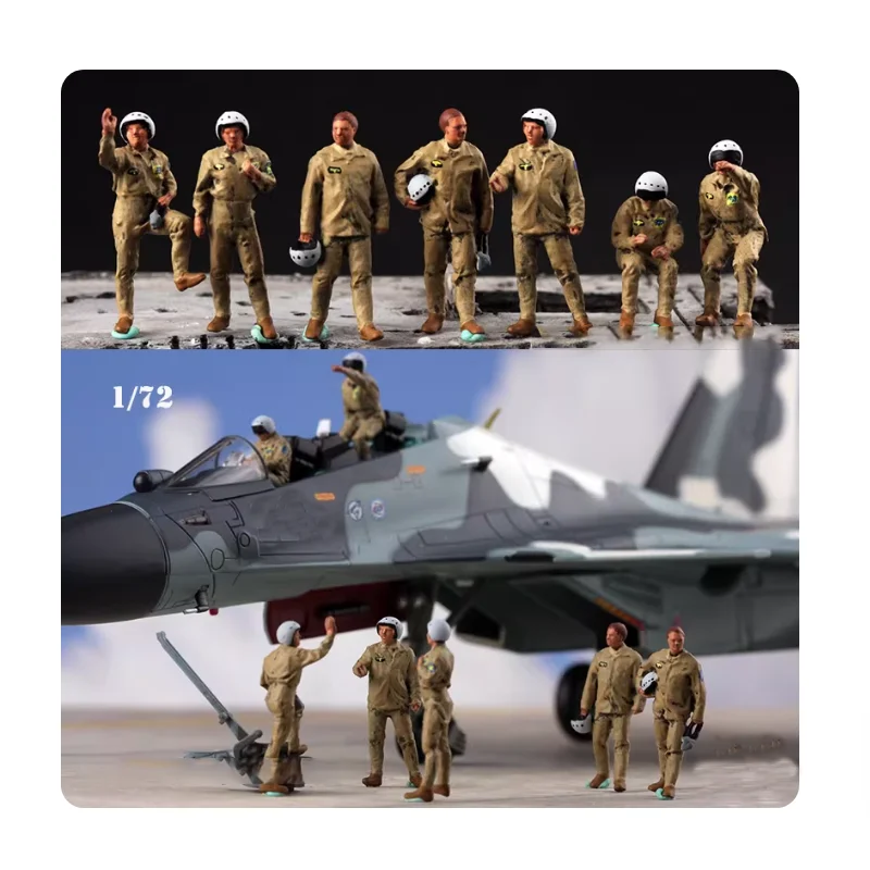 

Масштабная модель 1:72 из смолы: Российский пилот и 7 солдат наземного персонала, подходящие для сцен с вертолетами, коллекционные, декоративные, для демонстрации.