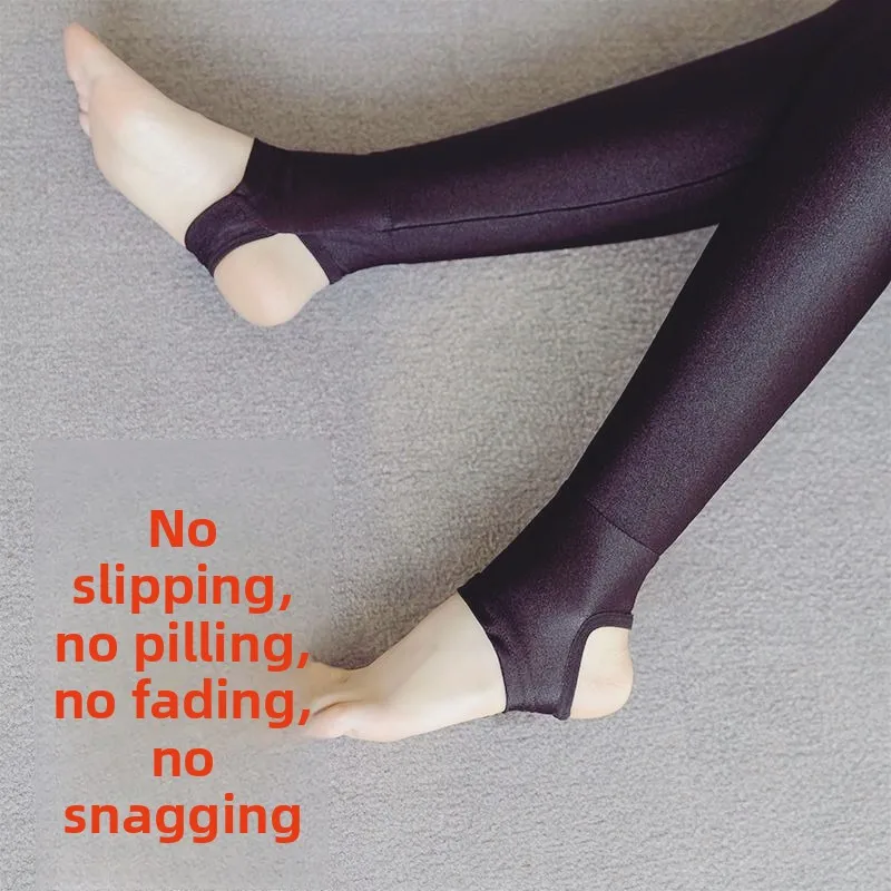 ที่มองไม่เห็นเป้ากางเกงฤดูหนาวกํามะหยี่หนาสูงเอวสวมใส่ด้านนอกGlossyกางเกงผู้หญิงขนแกะความร้อนLeggings,