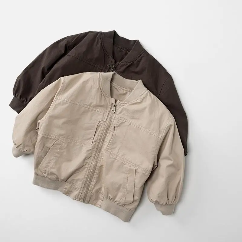 

2025 Autumn New Children Long Sleeve Coat Solid Baby Boys Zipper Jacket Fashion Kids Parka Girls Casual Cardigan Toddler Clothes