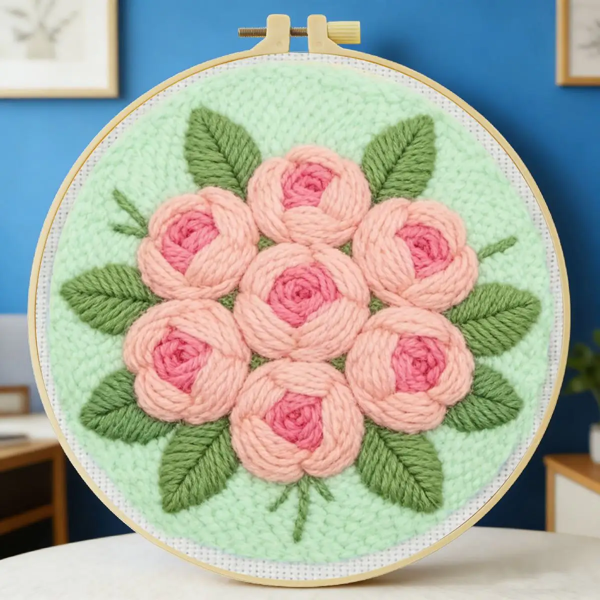 20X20CM/7,87 Zoll Blumen-Sticknadel-Set, Stickerei-Kit, Strickstickerei, DIY, Handgemachtes Geschenk, Nähkunst – Detail 6
