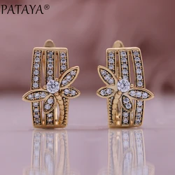 PATAYA Champagne Gold Color Ethnic Glossy Dangle Earrings For Women Natural Zircon Accessories High Quality Daily Fine Jewelry