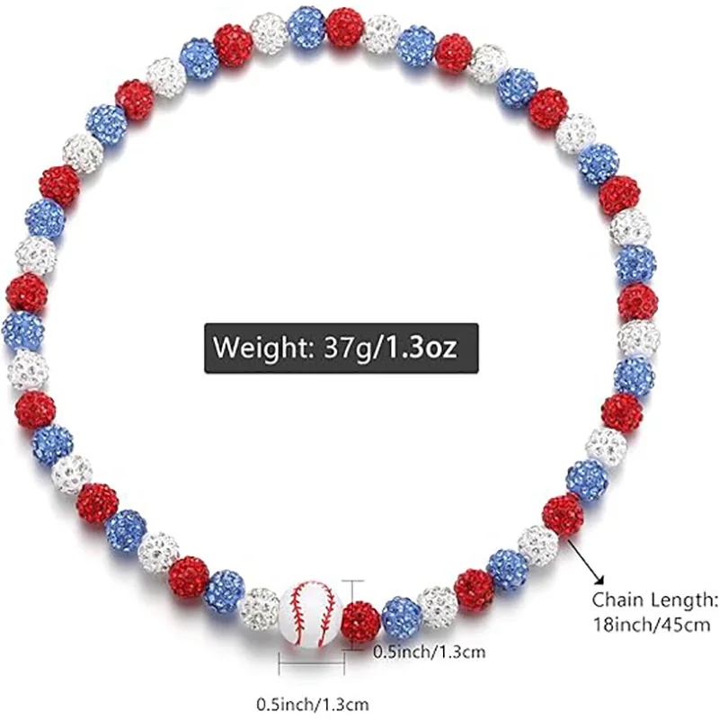 Factory direct sales colorful clay diamond ball necklace hip-hop baseball fashion player star jewelry