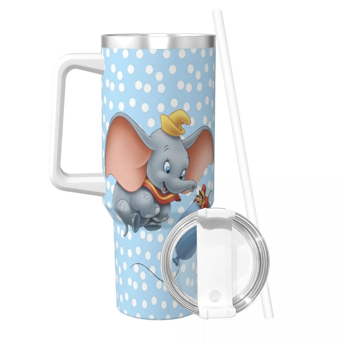 Stainless Steel Tumbler Dumbo Disney Car Mugs With Straws Driving Cold Drink Water Bottle Insulated Large Capacity Thermal Cups