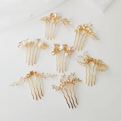 Metal Golden Leaf Flower Bridal Hair Comb Wedding Jewelry Headpiece Women Hair Accessories