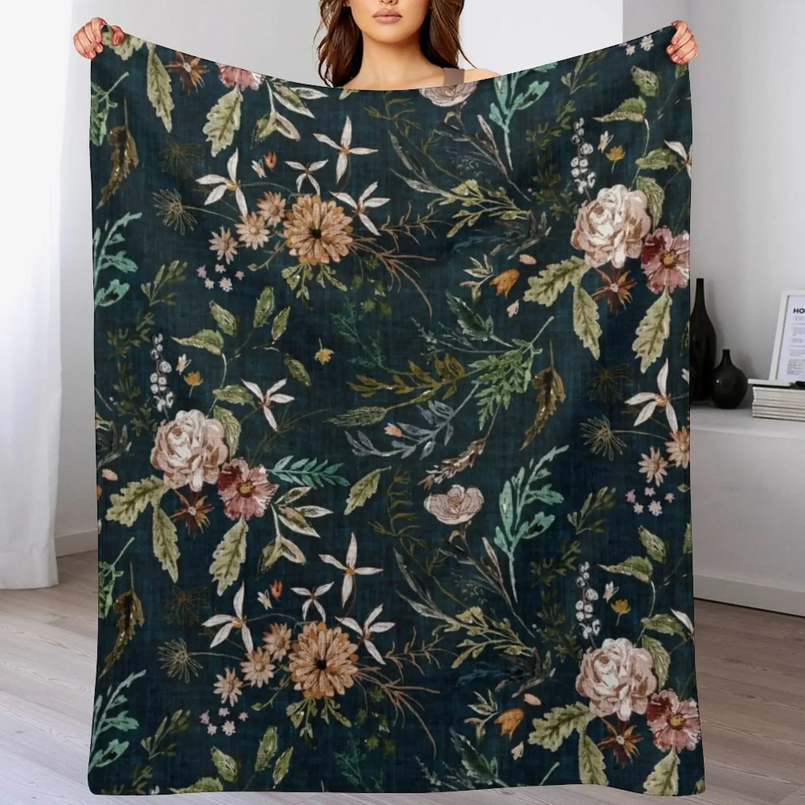 

Delilah (summer/teal) Throw Blanket Foldable Soft Warm Blanket for Outdoor Use