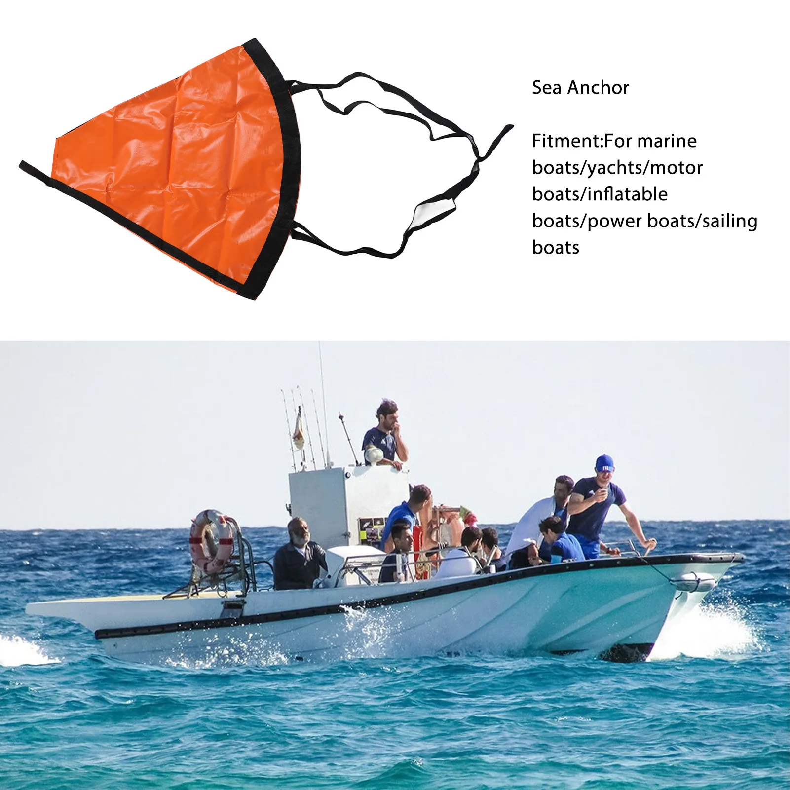 Drift Sock High Visibility Wind Resistant Orange Portable Tear Resistant Sea Anchor Drogue For Marine Boats Yachts Drift Sock