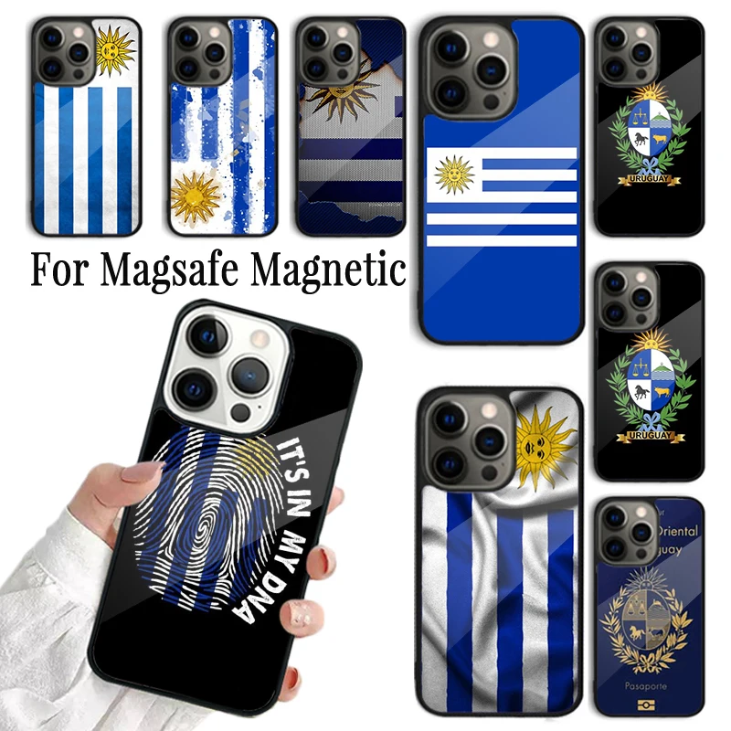 

Coque Phone Case For iPhone 16 15 14 13 12 Mini 11 Pro Max Plus Magsafe Magnetic Wireless Charging Cover Uruguay Flag