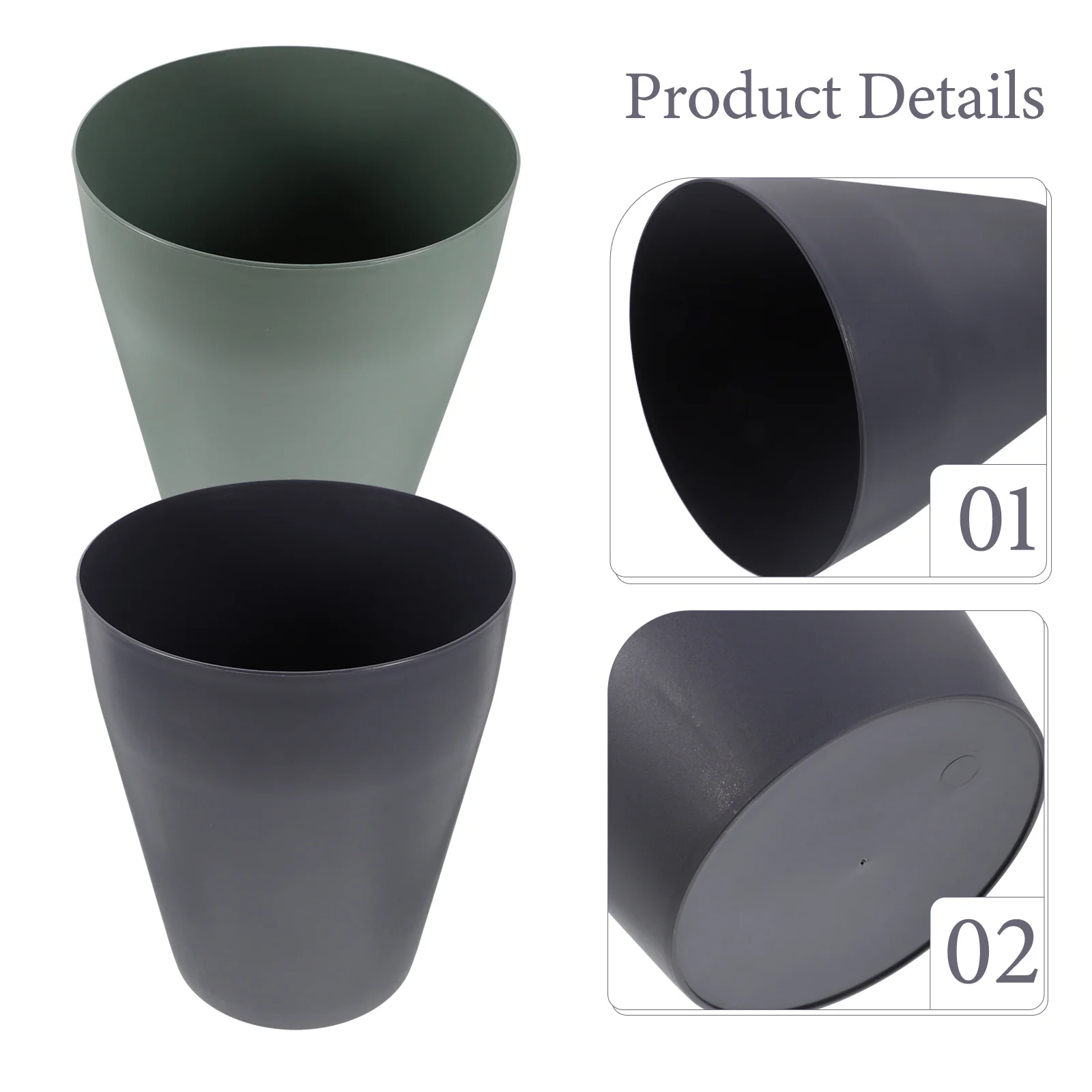 

2Pcs Lidless Oval Trash Can Plastic Garbage Bin Large Opening for Home Office Bathroom Simple Stylish Household Waste Bucket