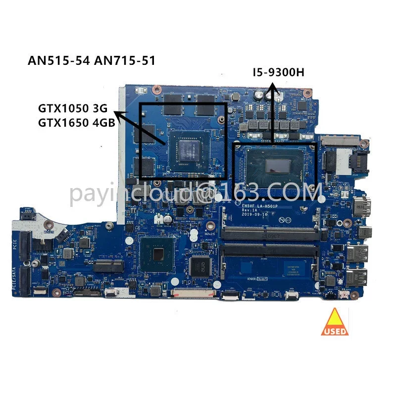 LA-H501p for Acer Nitro 5 AN515-54 AN715-51 Notebook Motherboard with I5-9300h Amd Gtx1650 4G GPU Srf6x.Test