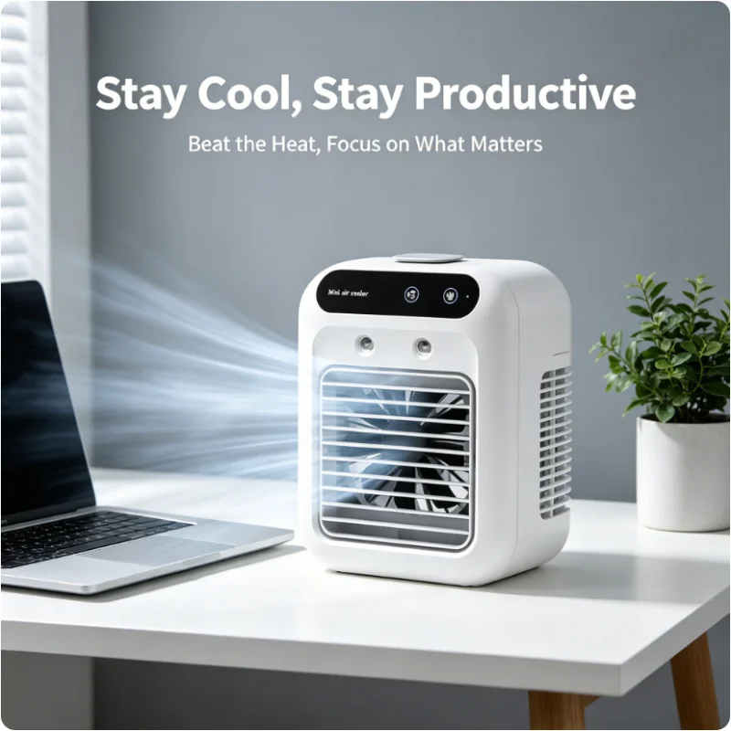 

Portable 3-in-1 Mini Air Cooler Fan Humidifier Multifunctional Cooling Device for Home Office Indoor Use