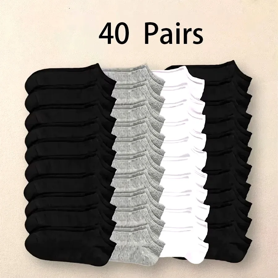 Calcetines Deportivos Unisex de Color Sólido para Primavera/Verano, Paquete Económico de 10/20/40 Pares, Calcetines Cortos Ligeros y Suaves para Hombre y Mujer