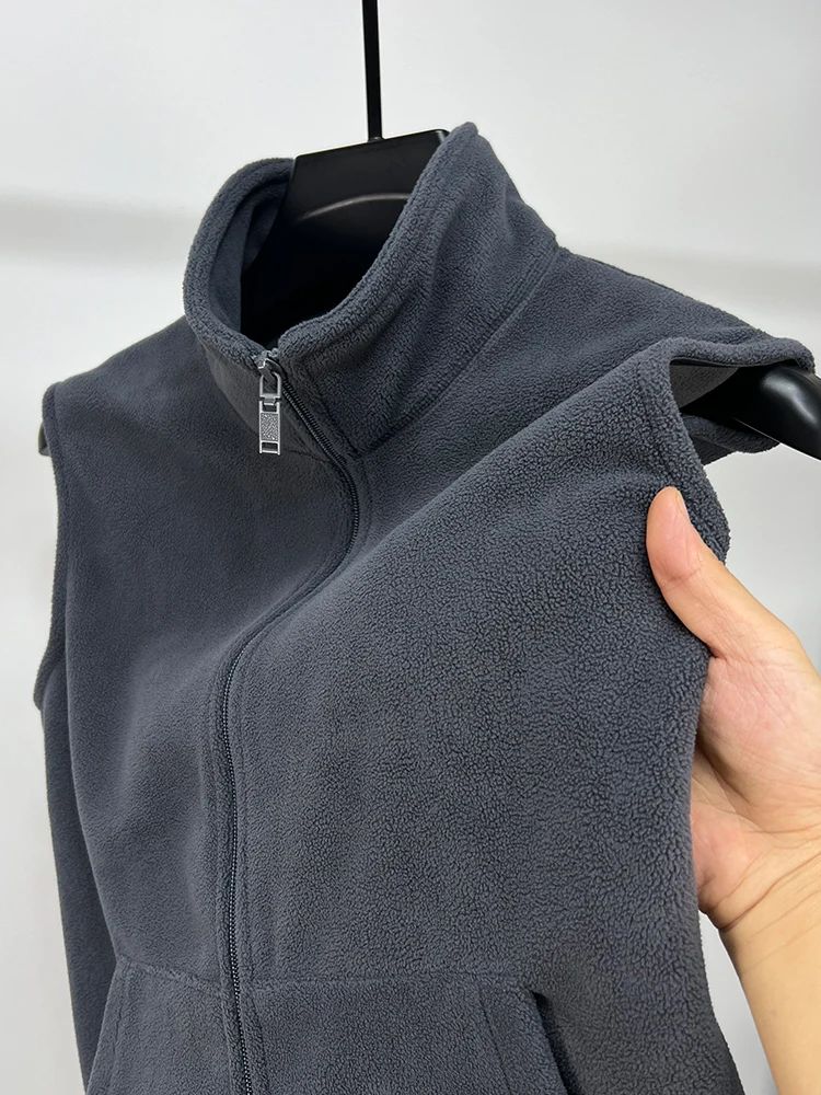 

Мужской жилет Thiened Fce с подкладкой, на молнии, с воротником-стойкой, двусторонний, на молнии, кардиган, верхняя одежда, молодежный, трендовый