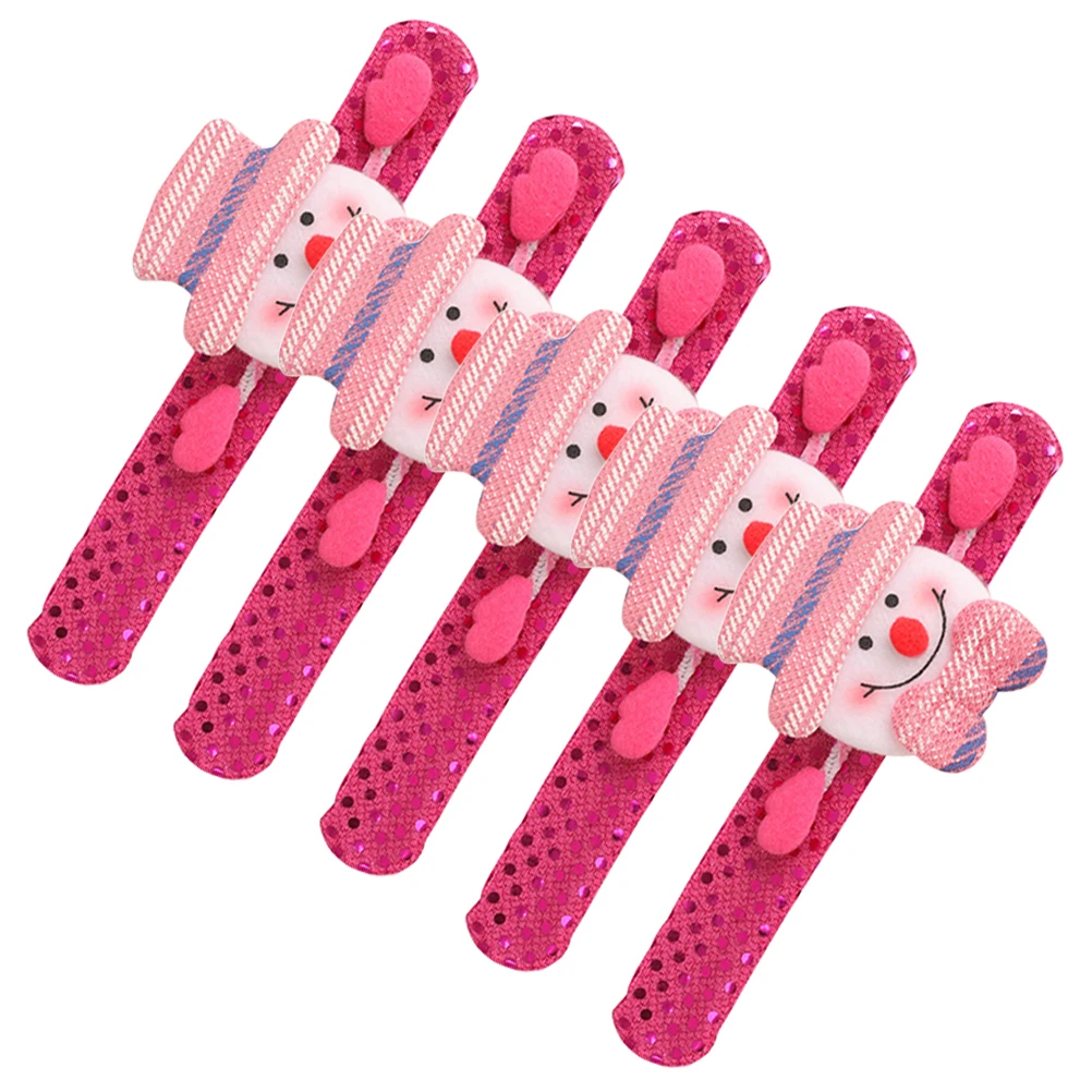 

5pcs Glowing Hand Circle Decorations Christmas Wristbands Snap Bracelets for Kids Teens Flexible Light Design Gifts