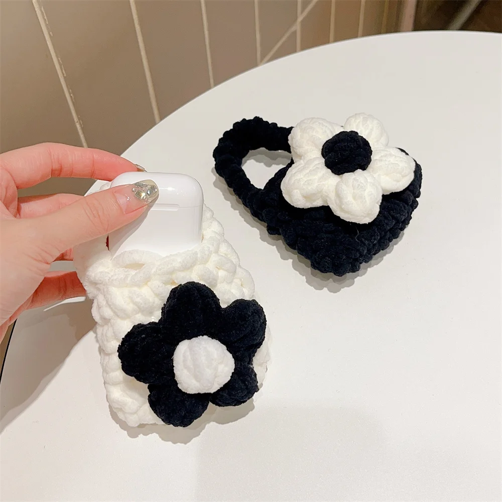 Plush Knitting flower Bag Shell For AirPods 1 2 Pro Earphone Case For Airpods 3 Pro2 Soft Fluffy Bluetooth Charging Box Cover