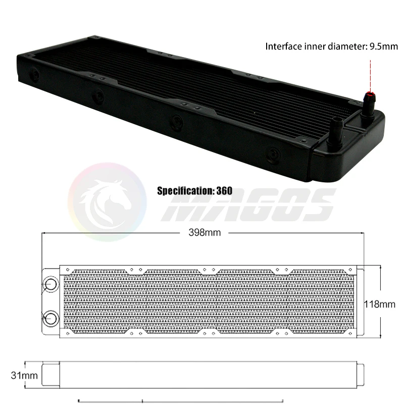 PC Wasserkühlung Kühler Aluminium für CPU GPU RAM Kühlkörper Austauscher Lüfter Kühler 60/80/90/120/240/360mm Schwarz/Weiß