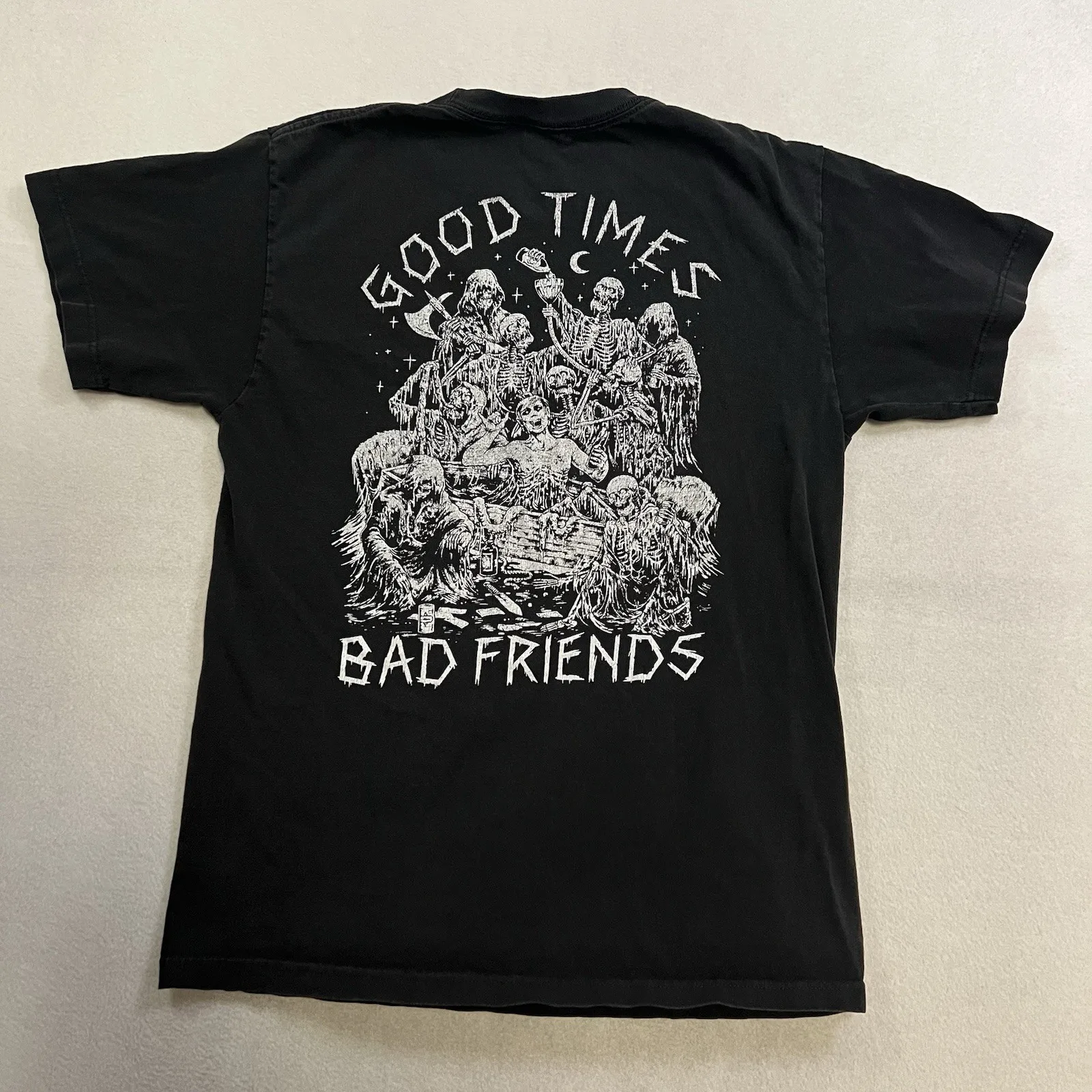 Camiseta Good Times Bad Friends Lurking Class, talla M, camiseta negra Skull Reaper Grunge