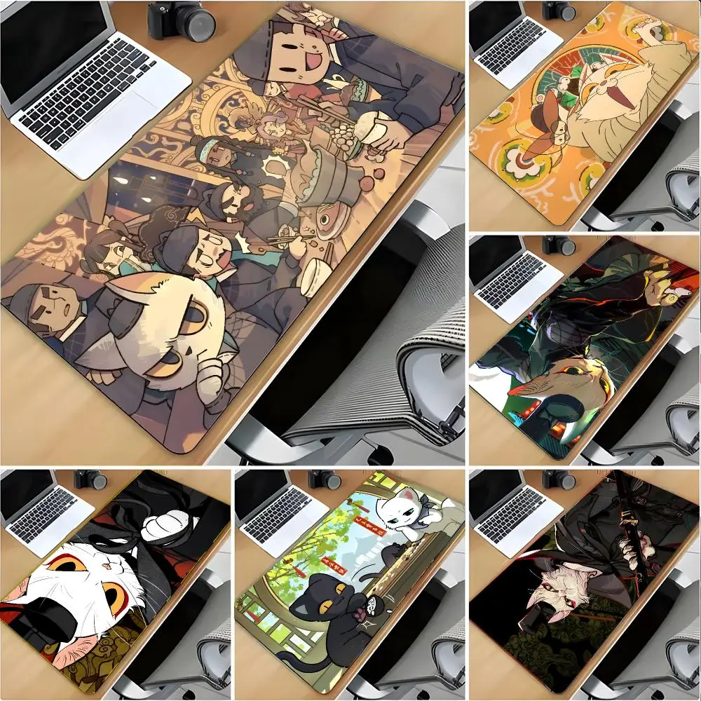Animation Webtoon White Cat Legend Mouse Pad Large Mouse Pad Desk Mat Non‑Slip Gaming Board Game Mat with Stitched Edges