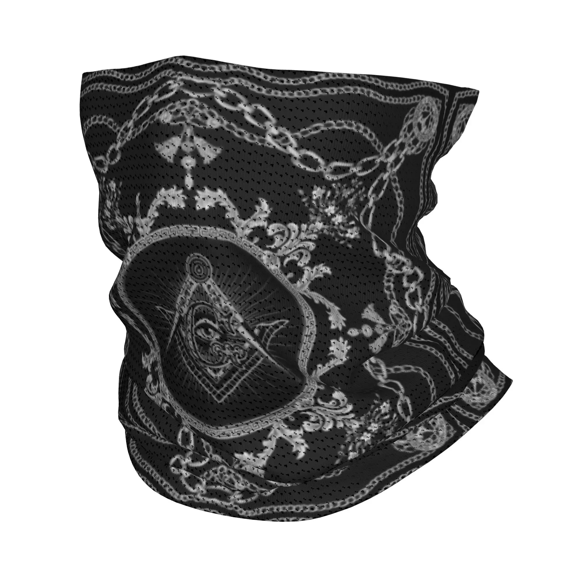 

Custom Freemasonry Baroque Art Neck Gaiter Men Women UV Protection Winter Masonic Mason Bandana Scarf for Cycling