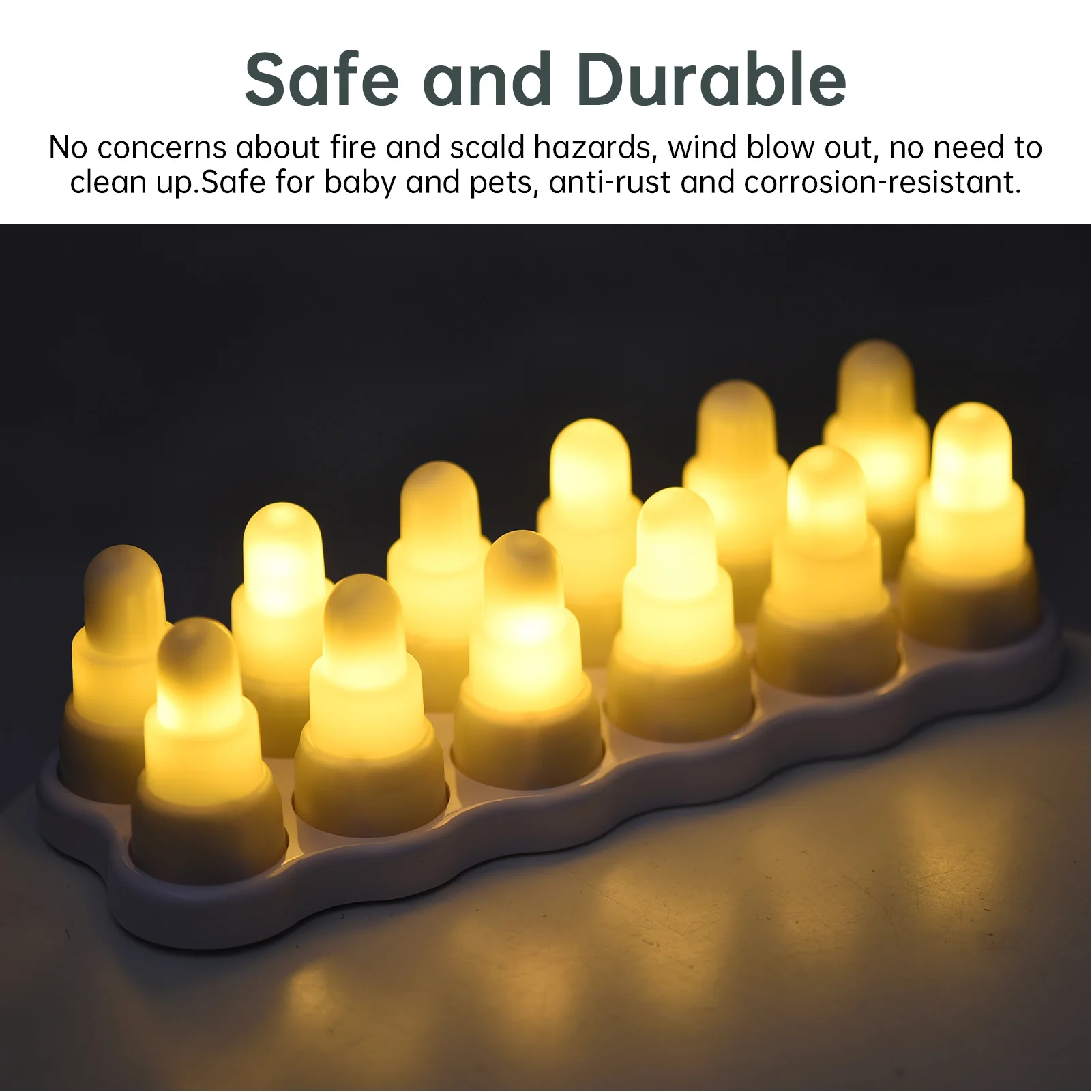 12pcs USB Rechargeable Flameless LED Candles with Remote Control Smart Timer Flickering Tealights Tool for Wedding Dinner Table
