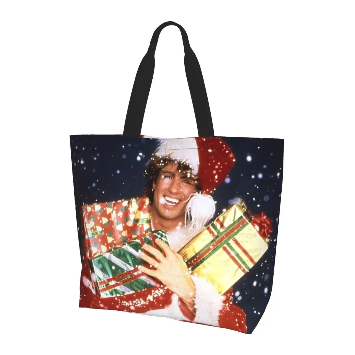 

Last Christmas Shopping Tote Bag Canvas Large Capacity Shoulder Bags Shopper Grocery Handbag for Women