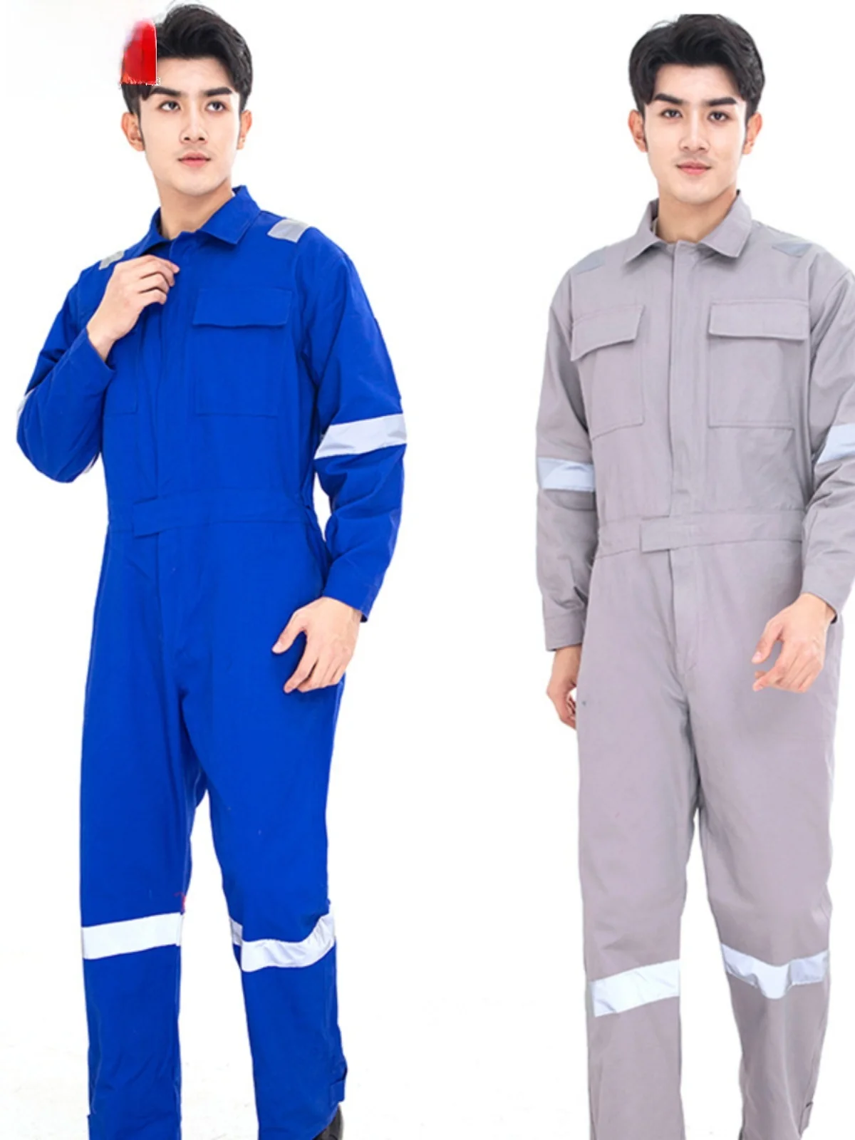 

Мужской рабочий комбинезон с длинными рукавами, светоотражающими полосами, для сварки, строительных работ и обслуживания, из смеси полиэстера и хлопка