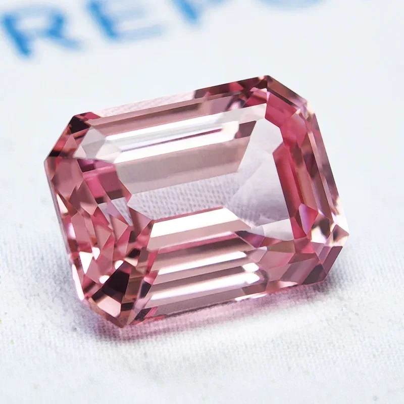 Lab Grown Padparadscha Red Lotus Color Emerald Cut Selectable AGL Certificate Gemstone Charms DIY Top Jewelry Making Materials