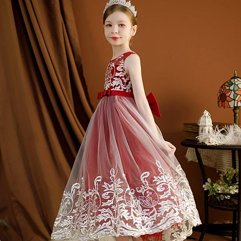 Summer Girls Long Evening Party Dress Elegant Kids Dresses For Girls Clothes Vestidos Teenage Wedding Dress 5 6 8 10 12 14 Year