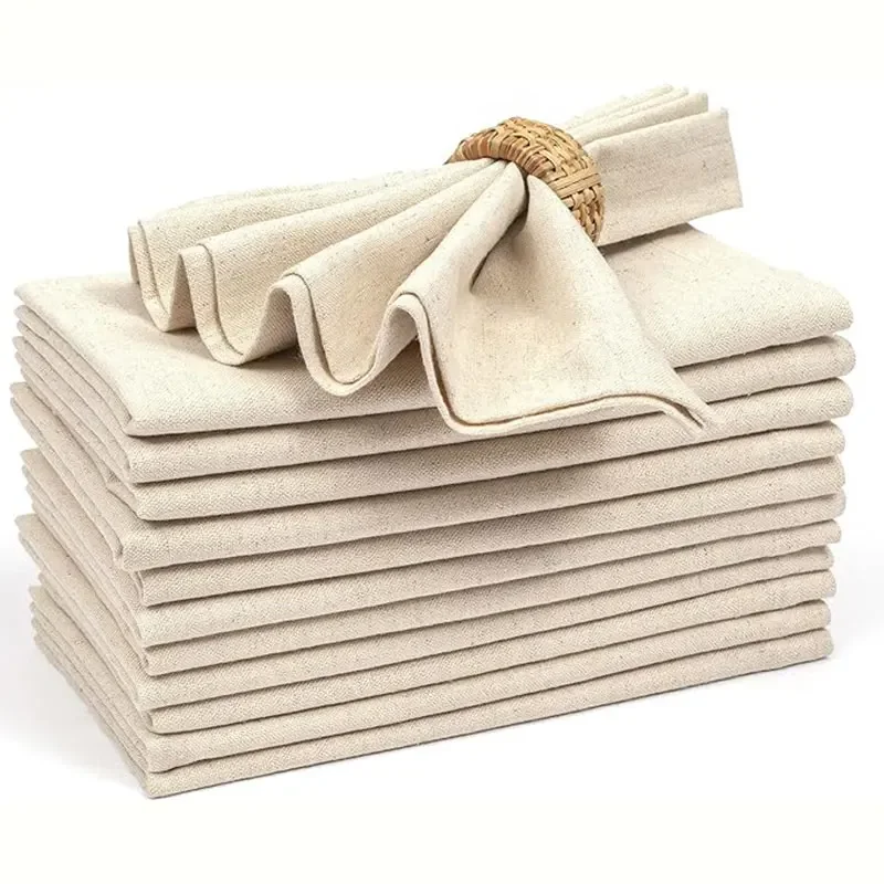 

6/10/12pcs Beige Napkins 30x30cm Washable Soft Reusable Dinner Napkins for Wedding Parties Christmas Thanksgiving Tea Towel