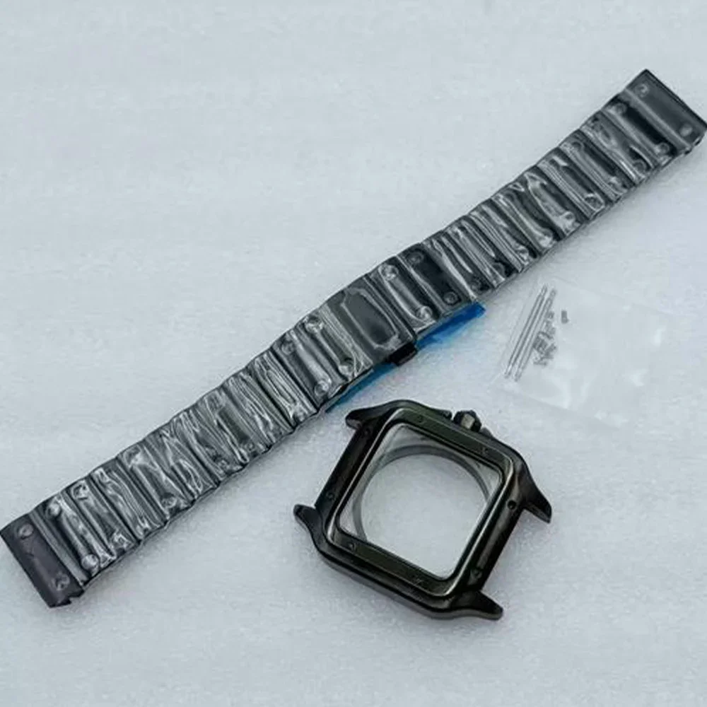 38mm Mod Santo Watch Case and Strap Fit For 7S26 NH35 NH36 Watch Case Transparent Back Cover Case Bracelet Kit