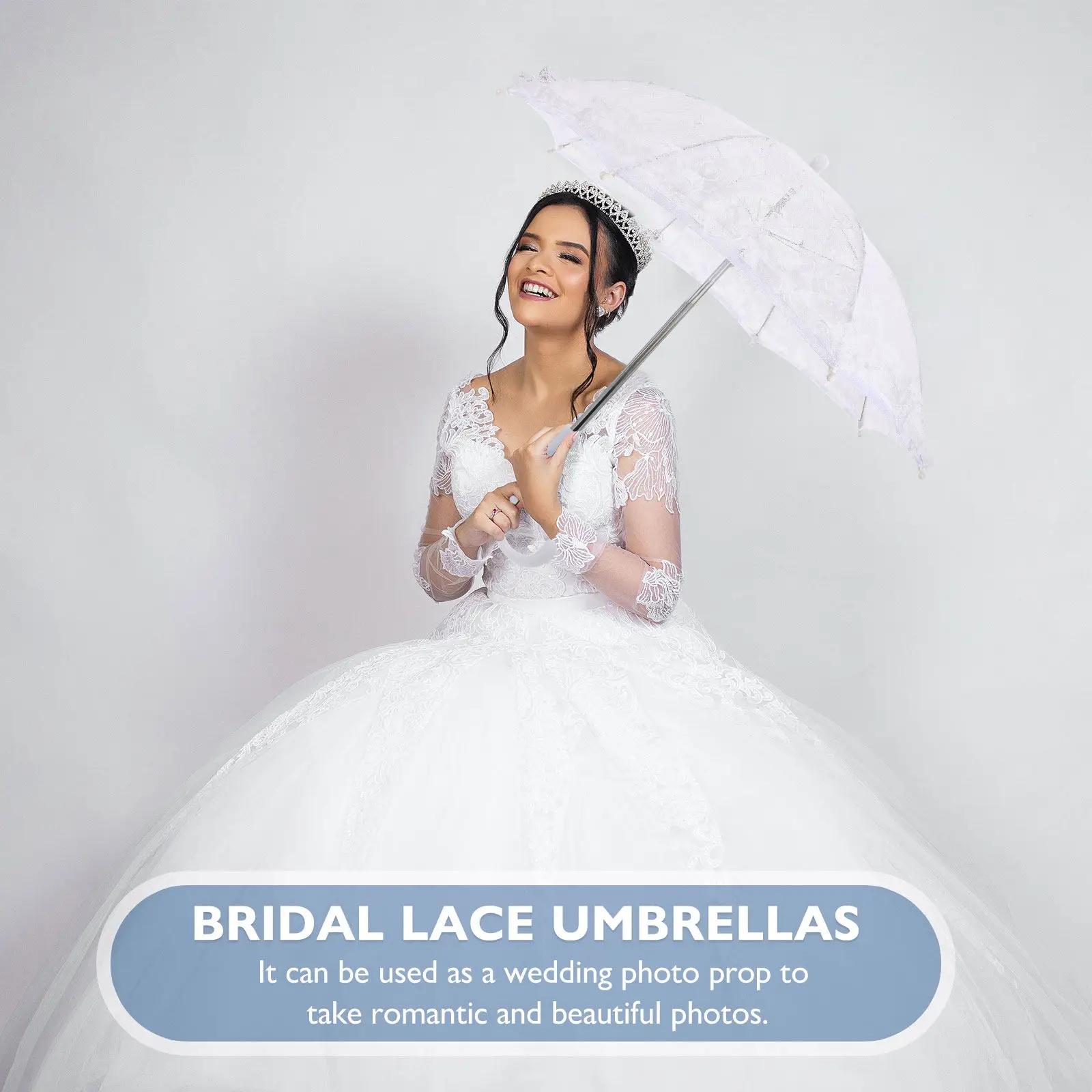

Lace Parasol Umbrella White Elegant Classic Wedding Prop Photo Shoot Stage Performance Tea Party Decorative Umbrella for Women