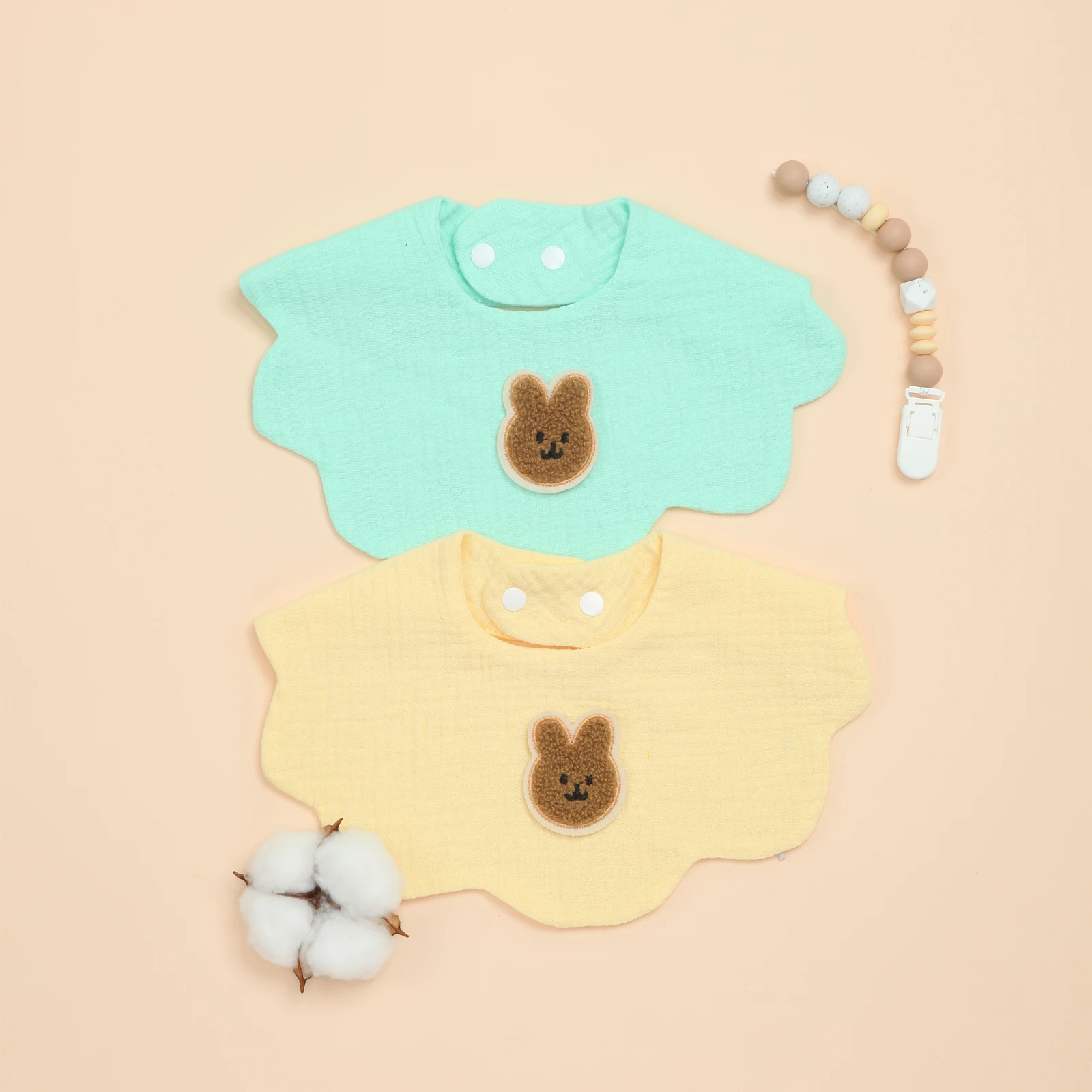 

2-Pack Soft Cotton Baby Bibs for Boys & Girls Absorbent Infant Bib for Drooling, Feeding, Teething