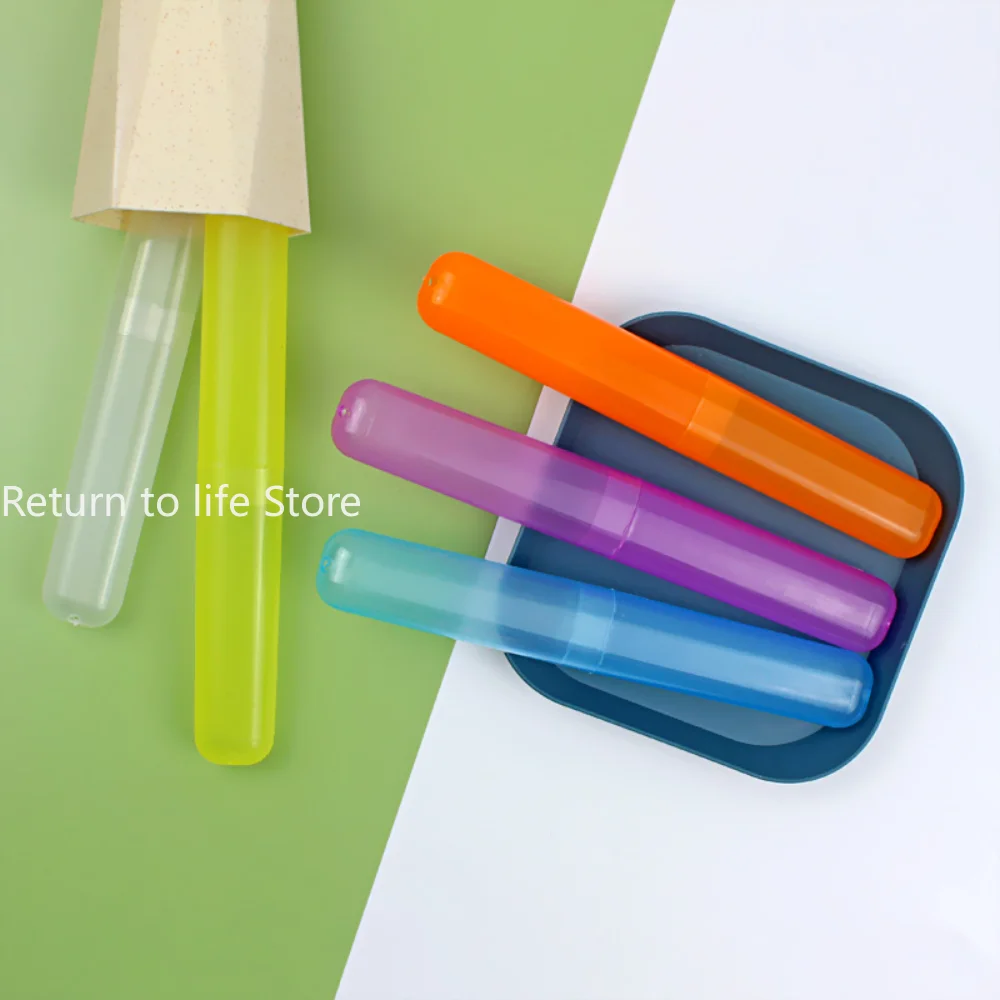 Toothbrush Head Protect Cover Tube Box Portable Case Storage Box Toothbrush Cover Travel Camping Hiking Candy Color Reusable