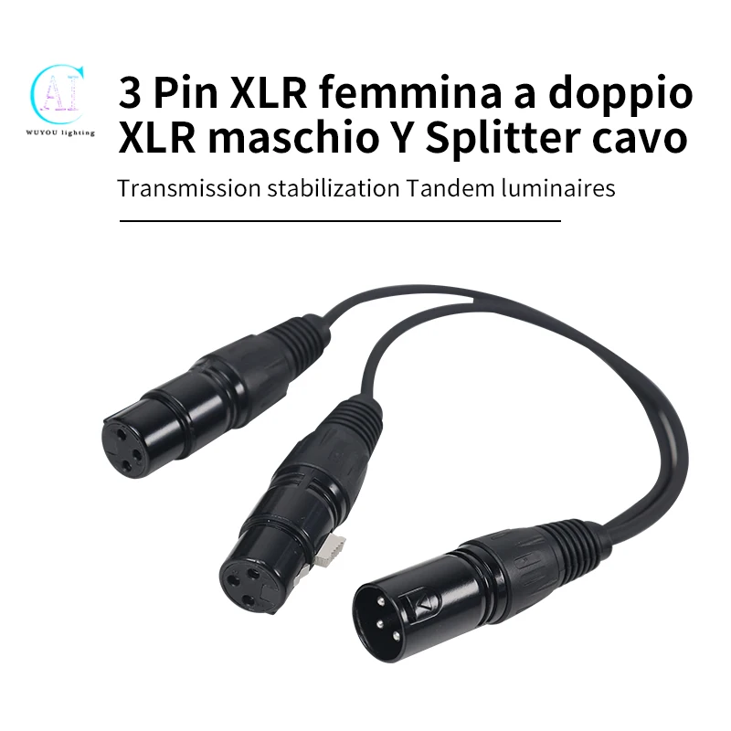 35/60cm XLR Splitter Cable Male to Dual Female Y-Splitter 3pin Balanced Microphone Line Foil Shielded Braided Microphone