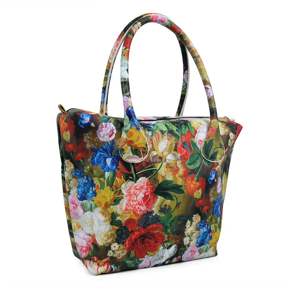 New TANQU Waterproof Faux PU Leather Floral Insert Inner Pocket Plus Handle for Classic Mini Obag O Bag Women Handbag