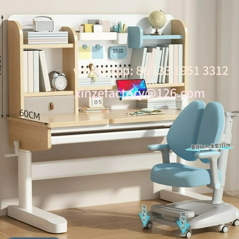 

Customizable study table Lifting solid wood home writing desk and chair set