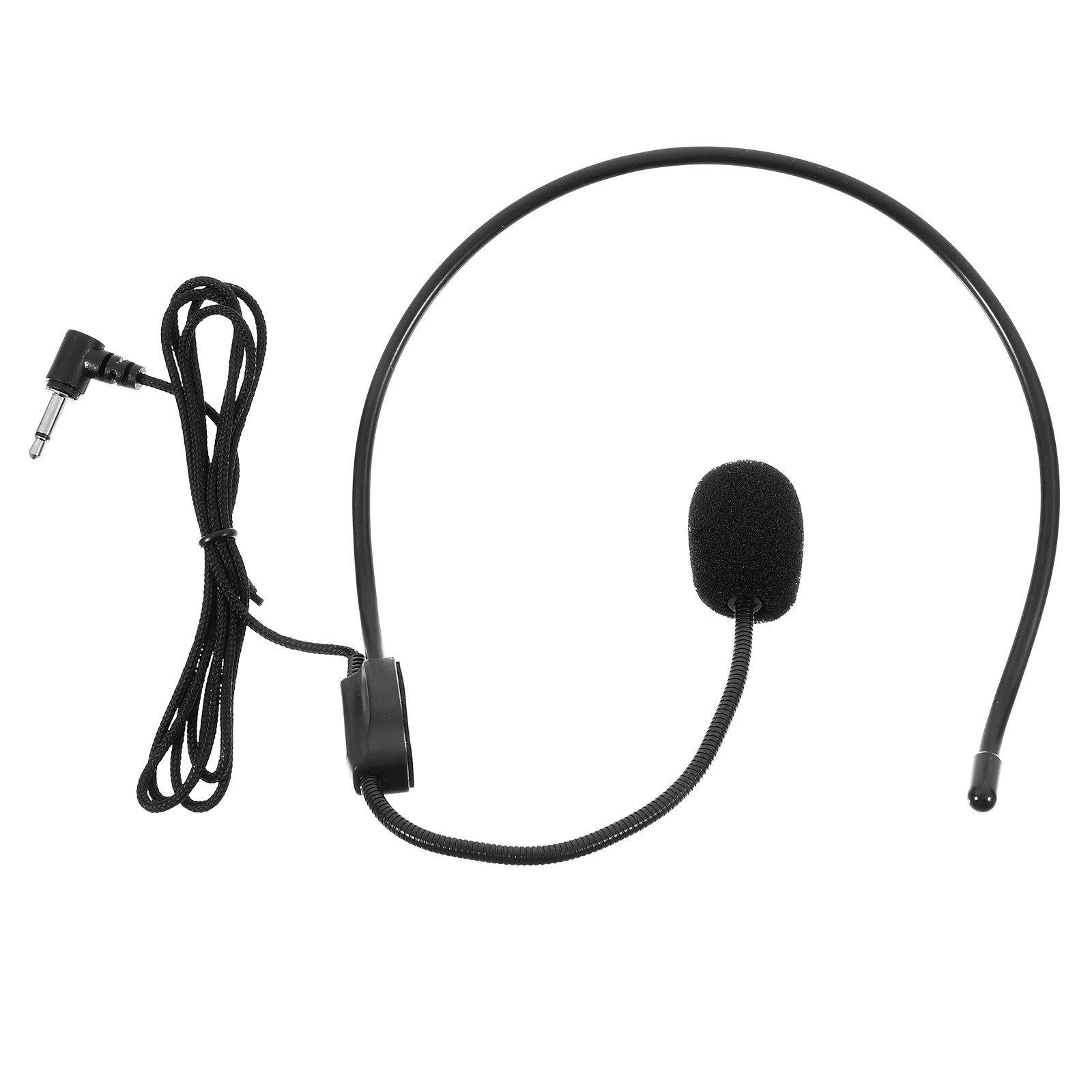 

3.5mm Microphone Headset Black Ear Wearing Megaphone Wired Condenser PVC Headband Clear Sound Quality Adjustable Fit Teachers