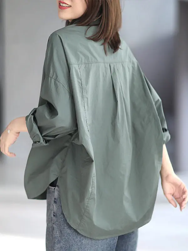 

Loose Long Sleeve Shirt Women's Casual Style plus Size Slimming Top Korean Version Meat Covering 3D Cutting T-Shirt