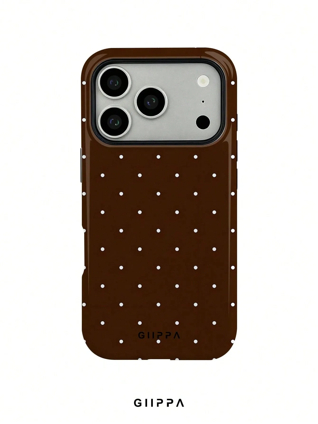 Coque de téléphone GIIPPA marron à pois pour iPhone 18 17e 16 15 14 13 12 11 X XR XSMAX 7 8 Air Pro Max Plus, coque arrière double couche