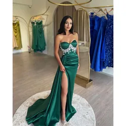 Elegant Emerald Green Prom Dresses Sweetheart Neck Party Evening Gowns Split Formal Long Special Occasion Dress