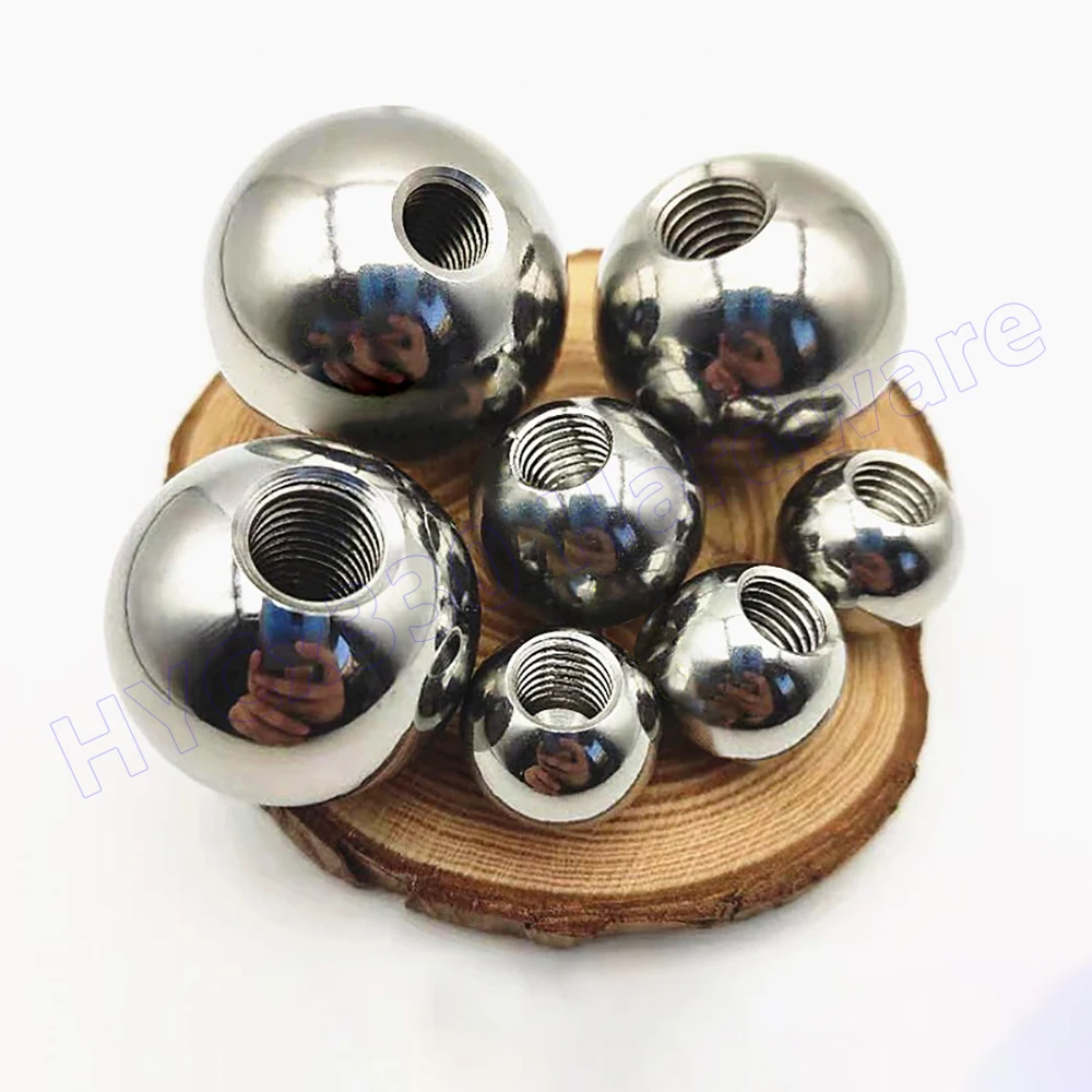 OD 8MM - 60MM 304 Stainless Steel Female Thread Blind Hole Smooth Ball Bead M5 M6 M8 M0 Metric Thread Half Hole Drilling Balls