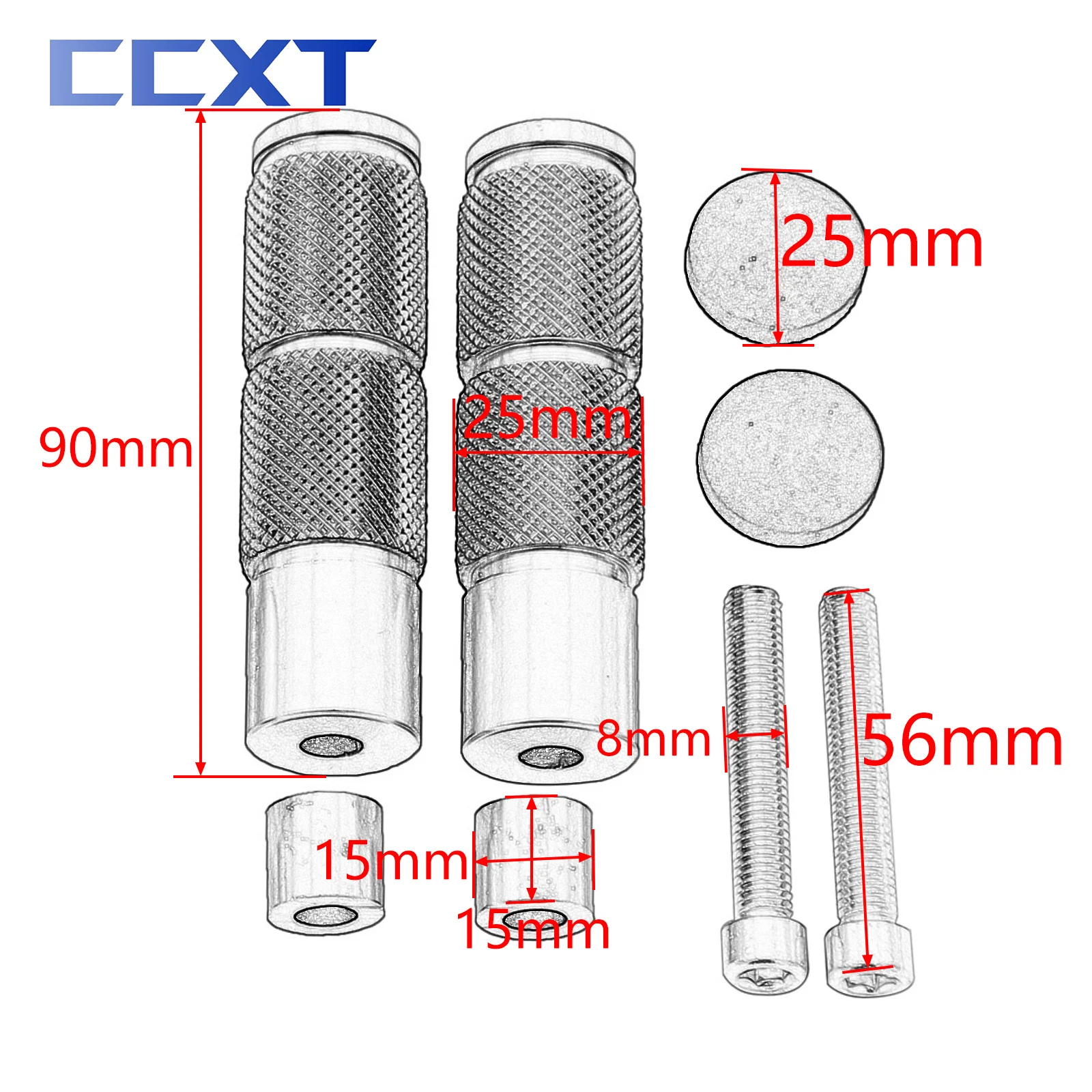 M8 CNC Motorcycle Footrests Foot Pegs Foot Rests Foot Pedals For Honda Kawasaki Yamaha Suzuki KTM Scooter Dirt Bike Universal