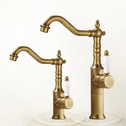 Antique Bronze Basin faucet Gold bathroom faucet Deck Mounted Black Kitchen Faucet sink tap Hot Cold Chrome basin Tap Brass