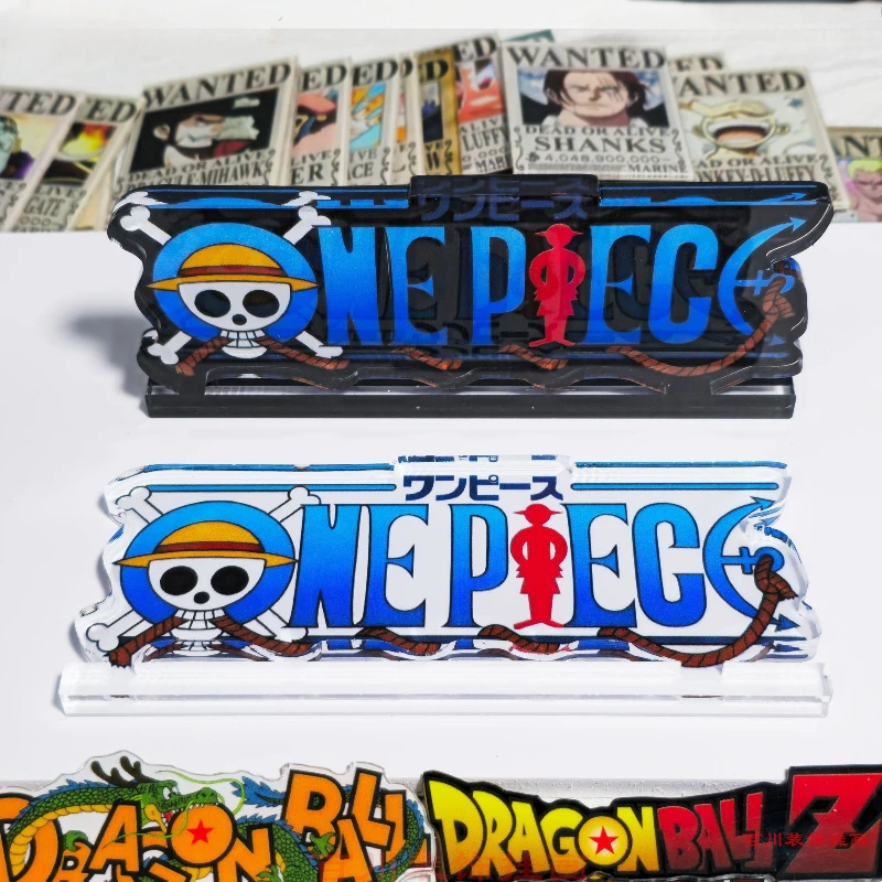 

Anime One Piece LOGO Base Whole White Black Background Stand Up Display Board Figures Decorations Model Toys Gift 13cm