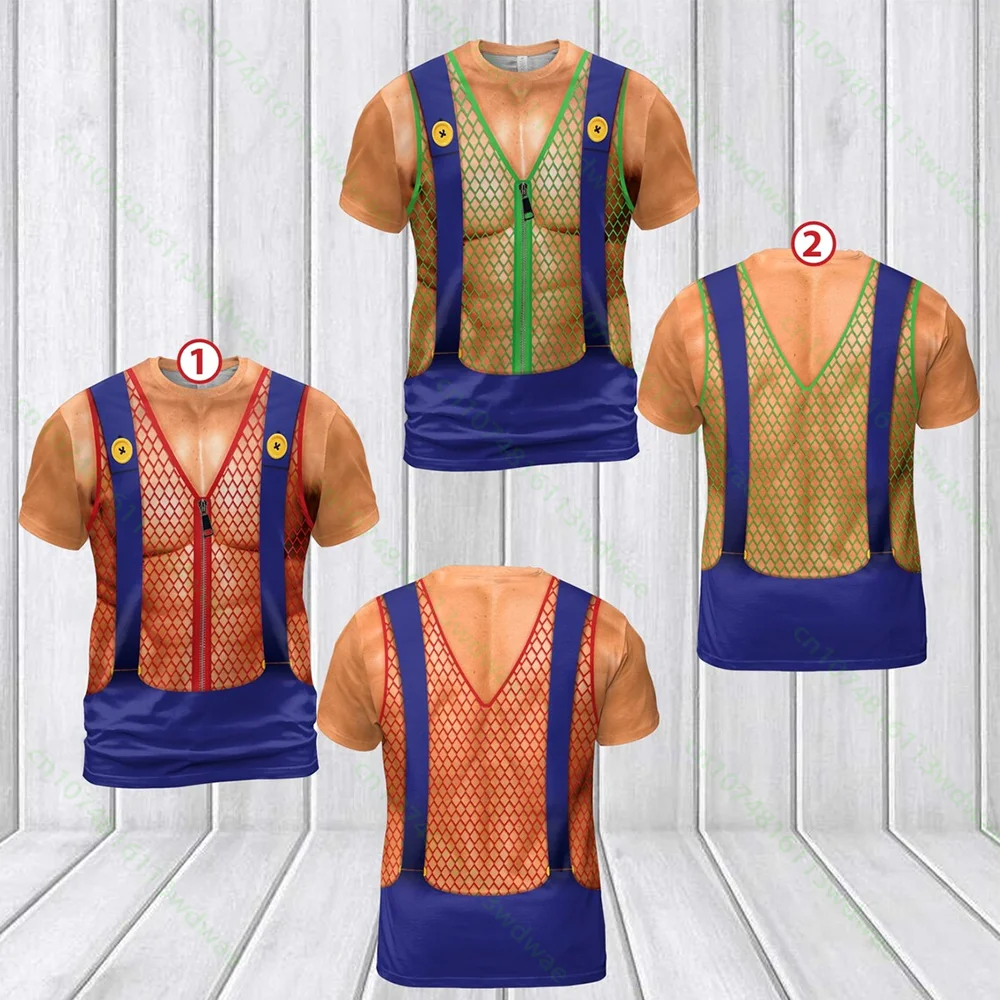 New Men's Super Brother Costume T-shirt 3D Print Plumber Bros Funny Couple Friend Short Sleeve Halloween Party Cosplay Tee Top