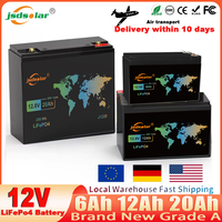 jsdsolar 12V 20Ah LiFePO4 Battery Built-in BMS Lithium Iron Phosphate Battery for Solar Panel Kits Pushchairs Motorhomes Boats