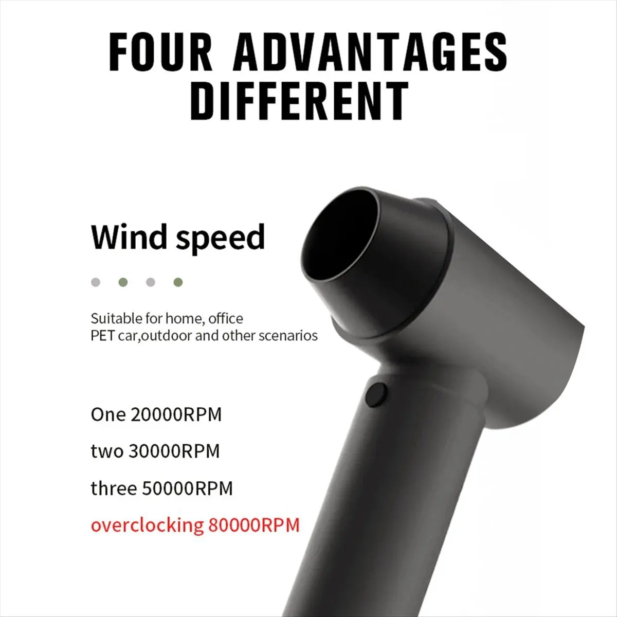 

HGHO Turbo Jet Fan Violent Blower Mini Turbo Fan 52MM Handheld Brushless Motor 80000RPM 4 Gears Industrial Duct Fan 2500mA