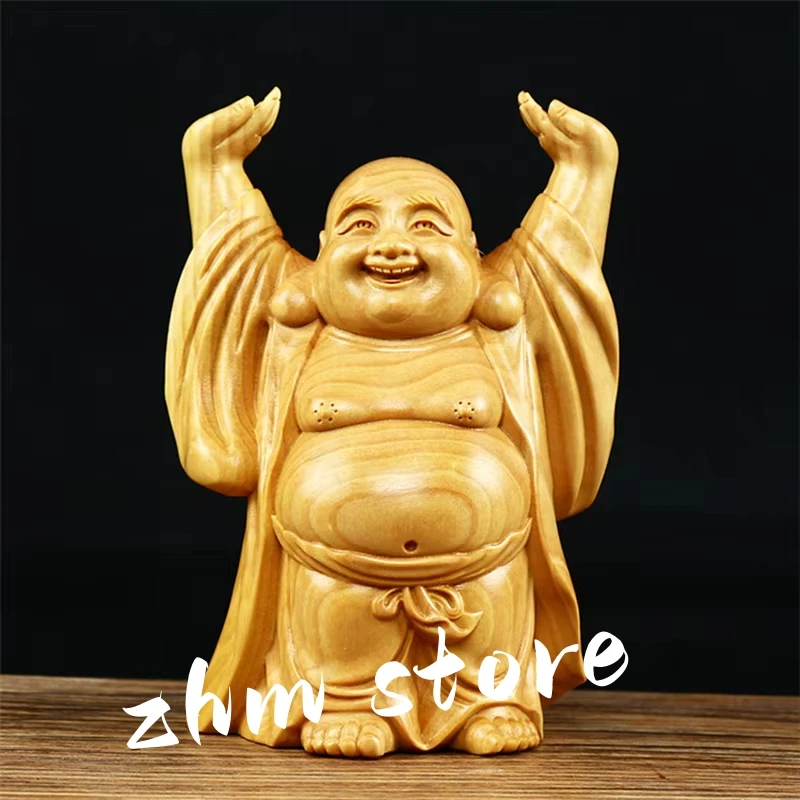 

6.8*4.5*10cm Yellow Boxwood Exquisite Carving Smile Maitreya Buddha Statue Figurine Decorate Putting Ornaments