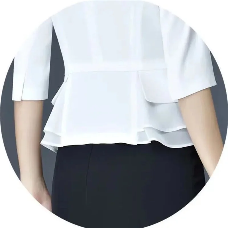 Three-Quarter sleeve Mesh Professional Blazer OL Jacket Women\'s Short 2022 New Design Sense Suit Summer White Sun Protection Coa